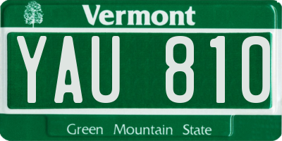 VT license plate YAU810