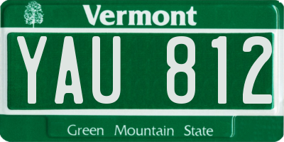 VT license plate YAU812
