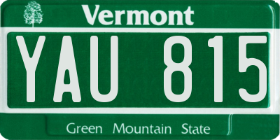 VT license plate YAU815