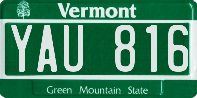 VT license plate YAU816