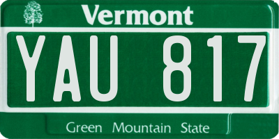 VT license plate YAU817
