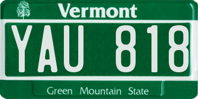 VT license plate YAU818