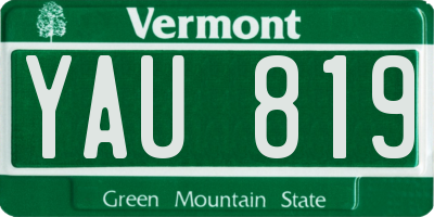 VT license plate YAU819
