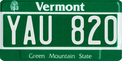 VT license plate YAU820