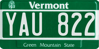 VT license plate YAU822