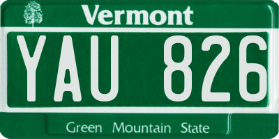 VT license plate YAU826