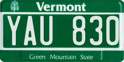 VT license plate YAU830