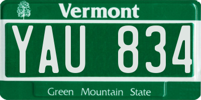 VT license plate YAU834