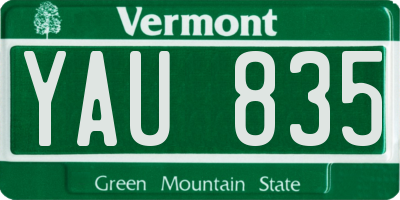 VT license plate YAU835