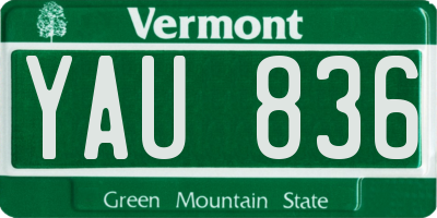VT license plate YAU836