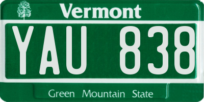 VT license plate YAU838
