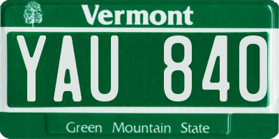VT license plate YAU840