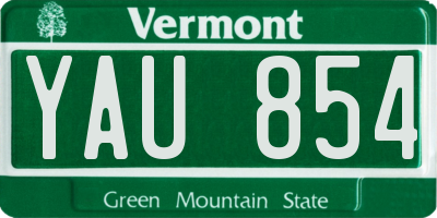 VT license plate YAU854
