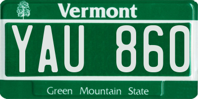 VT license plate YAU860