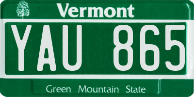 VT license plate YAU865