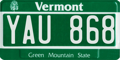 VT license plate YAU868
