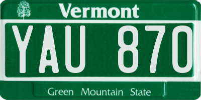 VT license plate YAU870