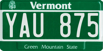 VT license plate YAU875