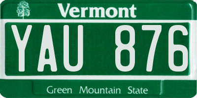 VT license plate YAU876