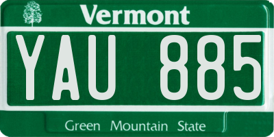 VT license plate YAU885