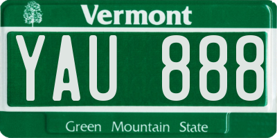 VT license plate YAU888