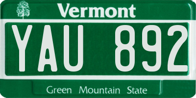 VT license plate YAU892