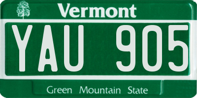 VT license plate YAU905