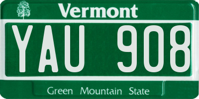 VT license plate YAU908