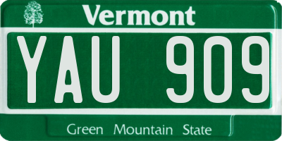 VT license plate YAU909