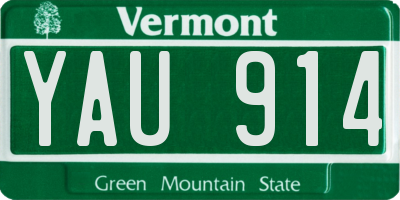 VT license plate YAU914