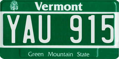VT license plate YAU915