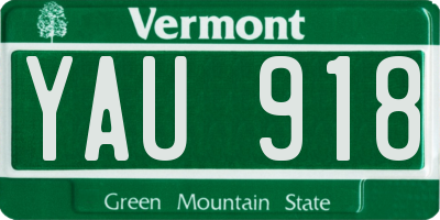 VT license plate YAU918