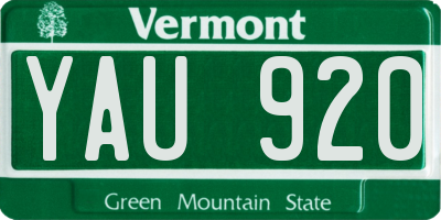 VT license plate YAU920