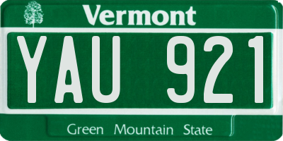 VT license plate YAU921