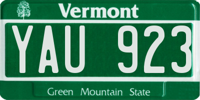 VT license plate YAU923