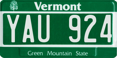 VT license plate YAU924