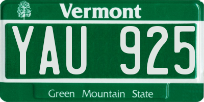 VT license plate YAU925