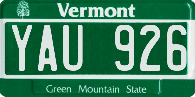 VT license plate YAU926