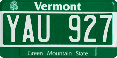 VT license plate YAU927