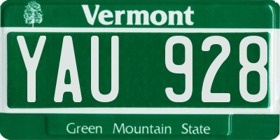 VT license plate YAU928