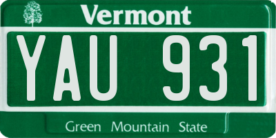 VT license plate YAU931