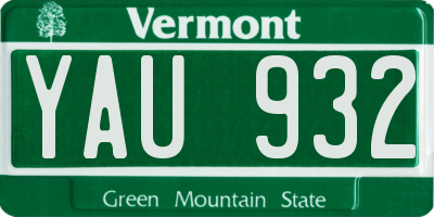 VT license plate YAU932
