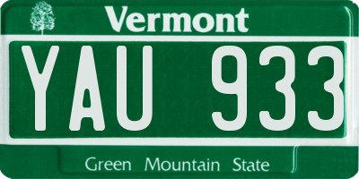 VT license plate YAU933