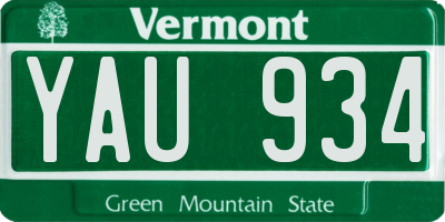 VT license plate YAU934