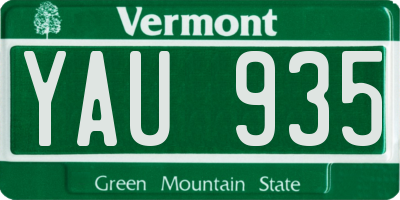 VT license plate YAU935
