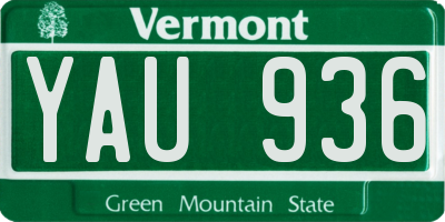 VT license plate YAU936