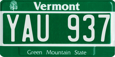 VT license plate YAU937