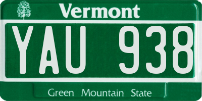 VT license plate YAU938