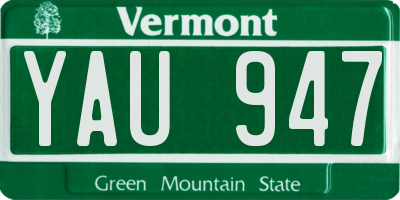 VT license plate YAU947
