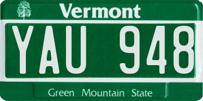 VT license plate YAU948